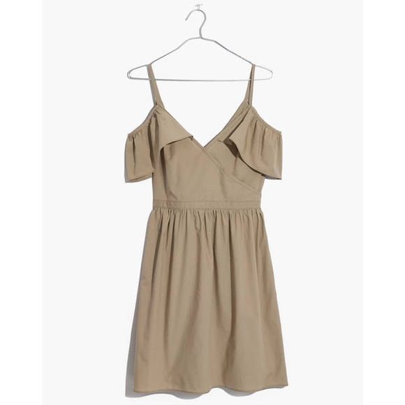 Madewell Khaki Cold-Shoulder Ruffle Dress ( - Picture 4 of 10